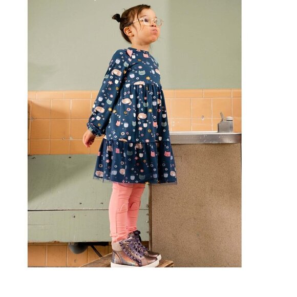 Deux par Deux Organic Cotton Rosette Pink Leggings With Cat Ears Applique 12M - Picture 1 of 10